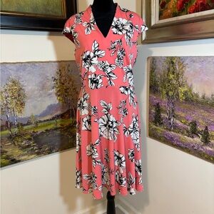 Madison Leigh Orange Pink Flutter Sleeve Sundress